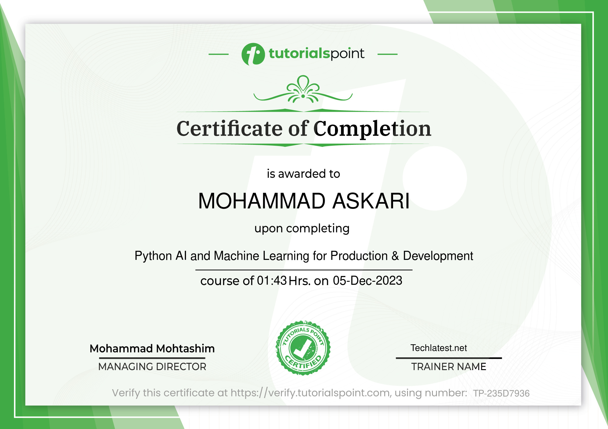Python AI and Machine Learning for Production & Development