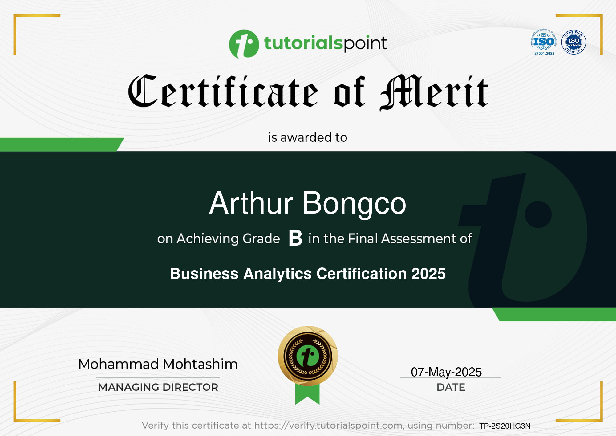 Business Analytics Certification 2025