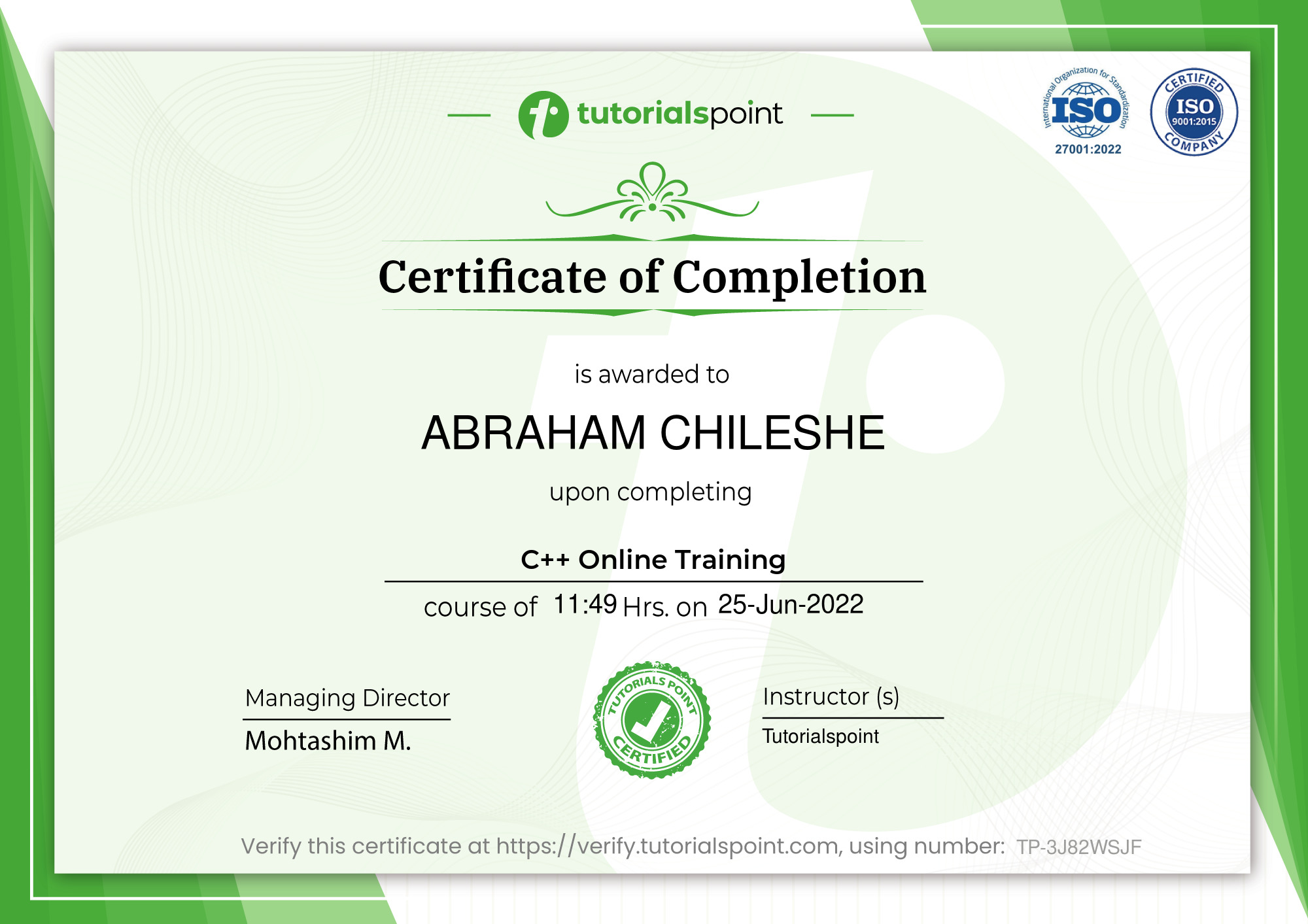 C++ Online Training Course