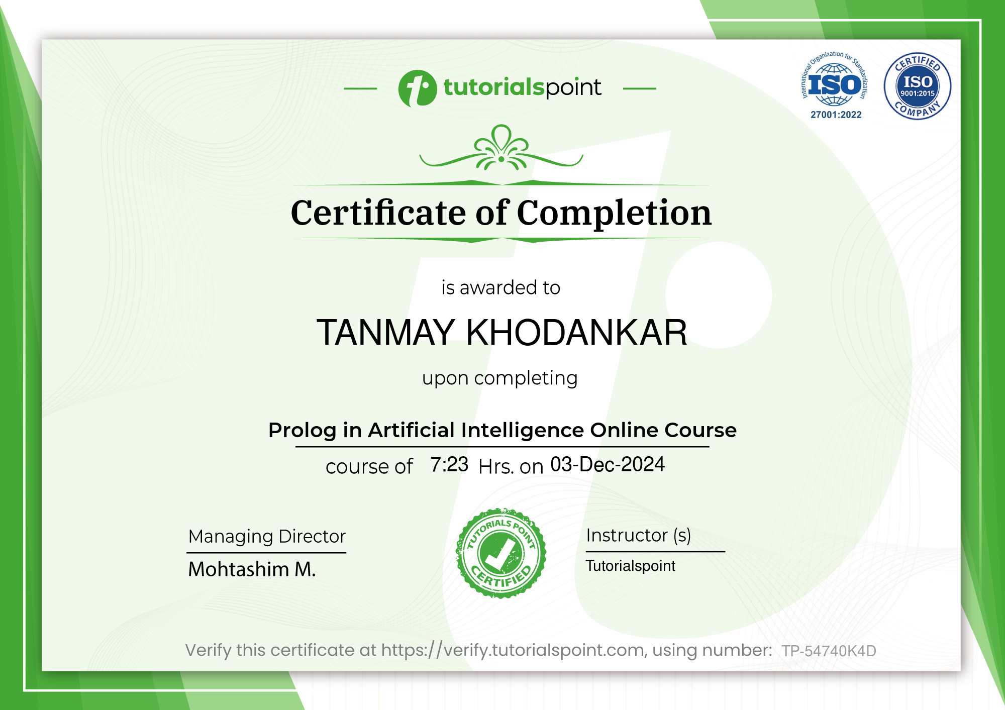 Prolog in Artificial Intelligence Online Course