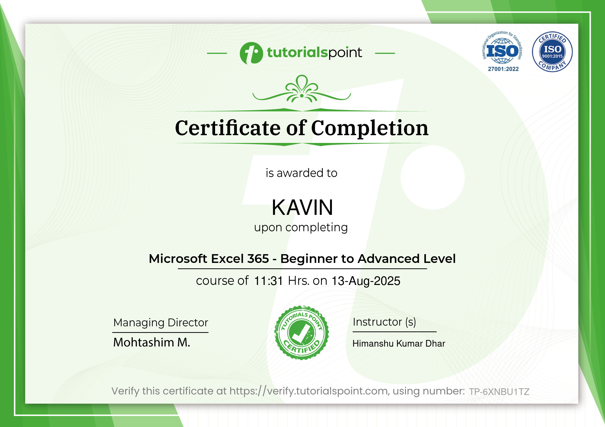 Microsoft Excel 365 Course - Beginner to Advanced Level