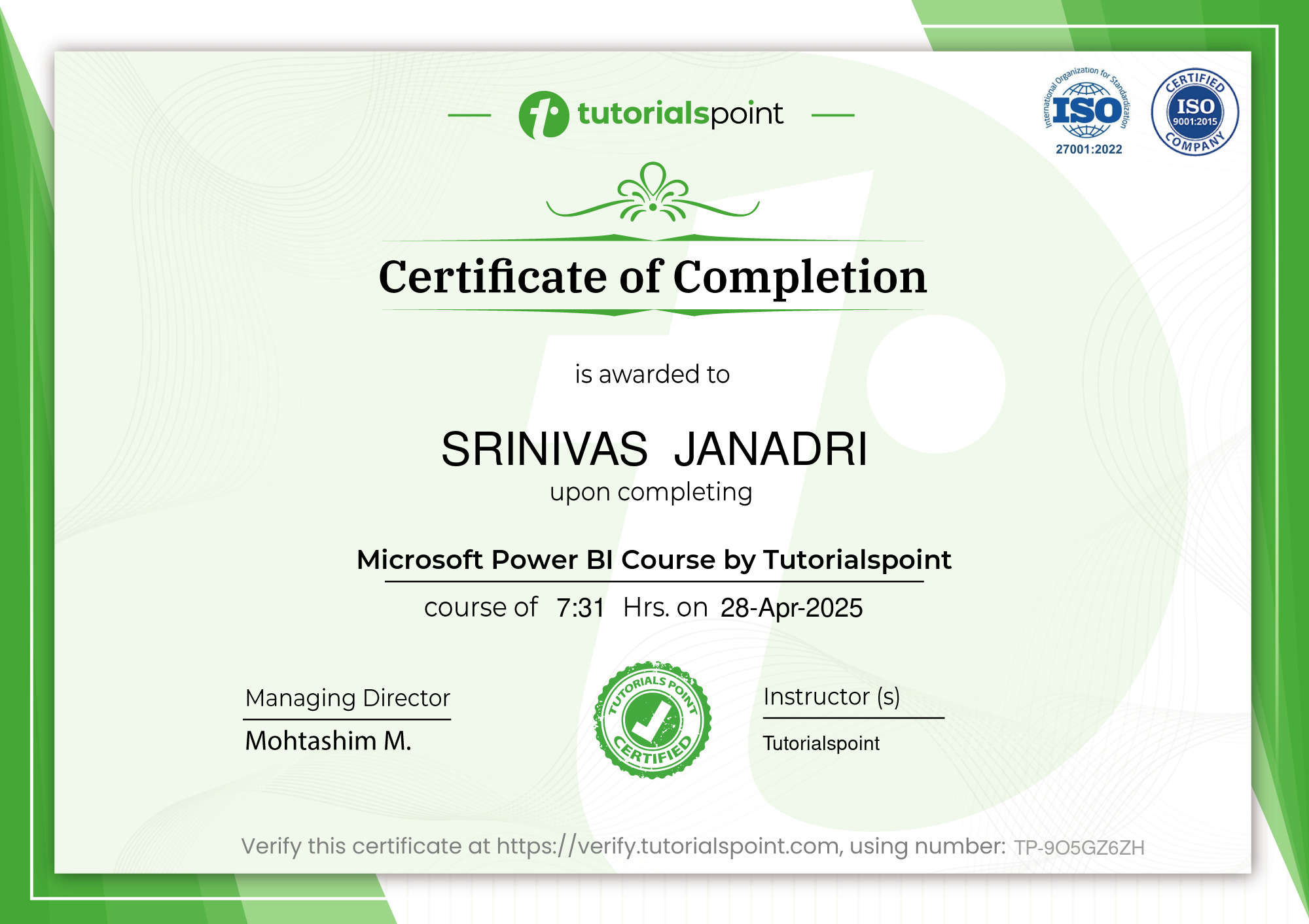 Microsoft Power BI Course by Tutorialspoint