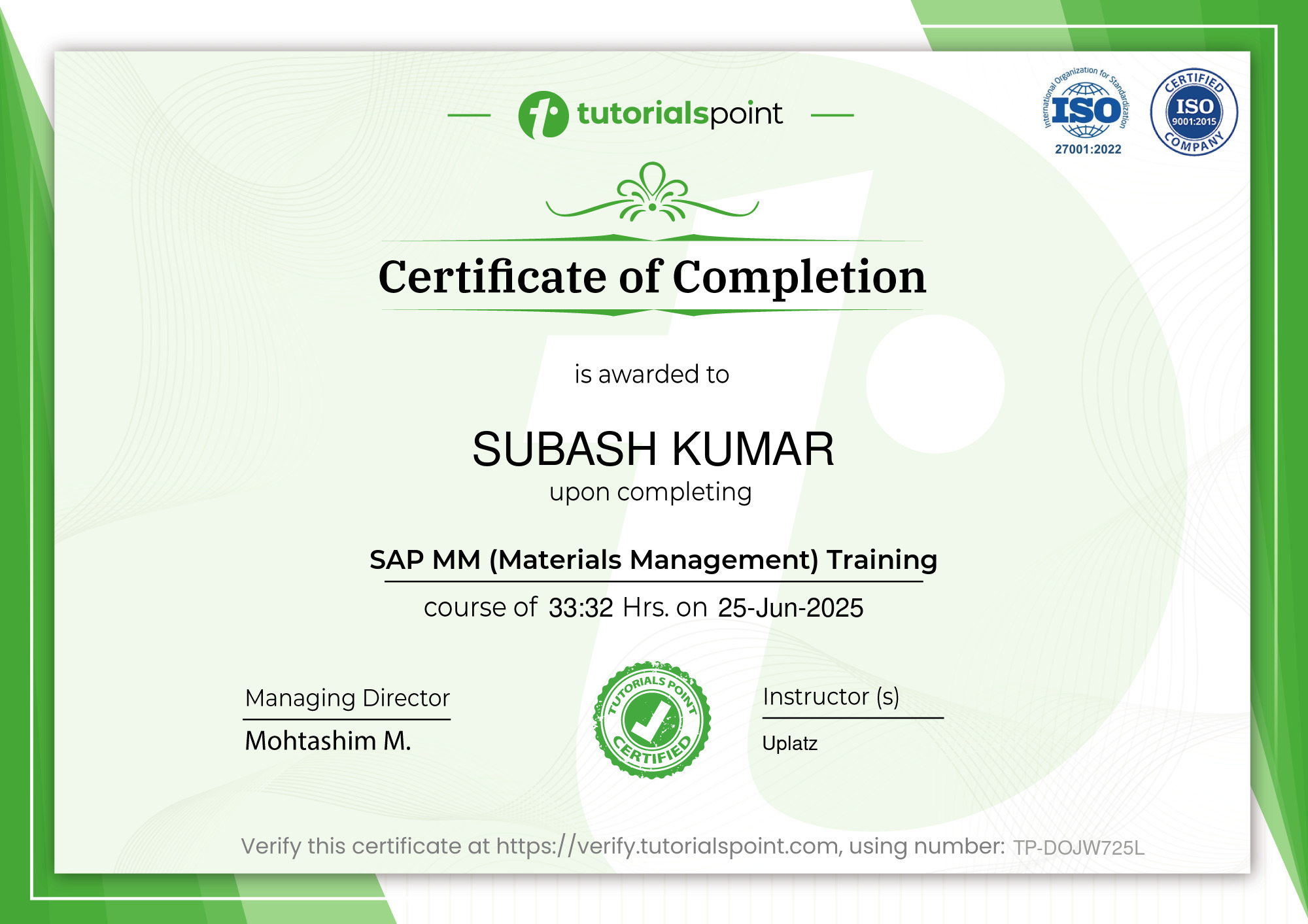 SAP MM (Materials Management) Training