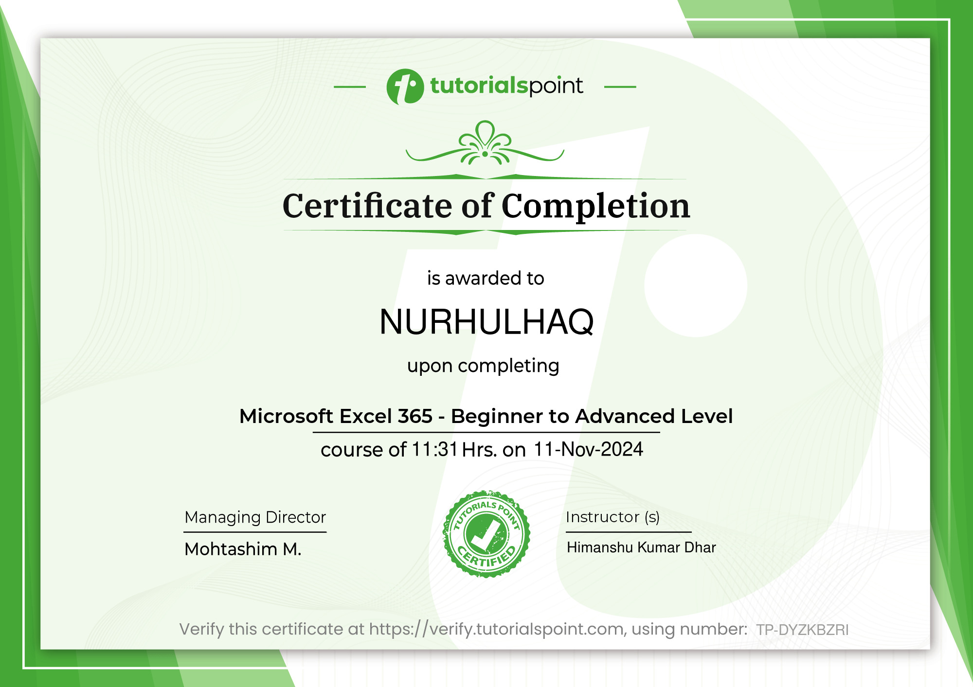 Microsoft Excel 365 - Beginner to Advanced Level