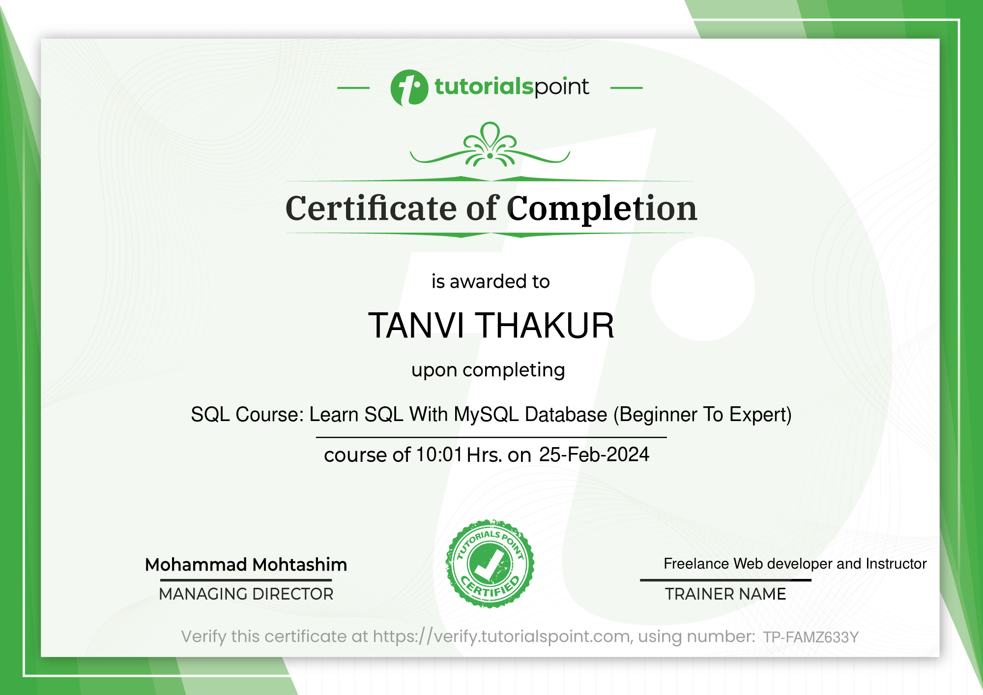 SQL With MySQL Database (Beginner To Advanced Course)