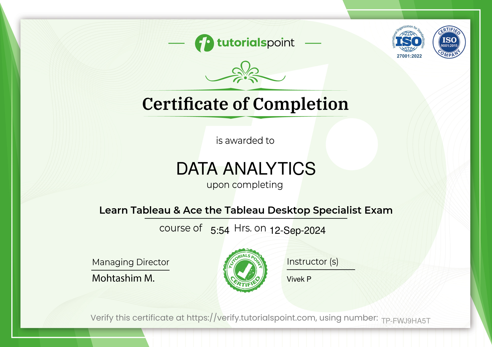 Tableau Course: Ace the Tableau Desktop Specialist Exam