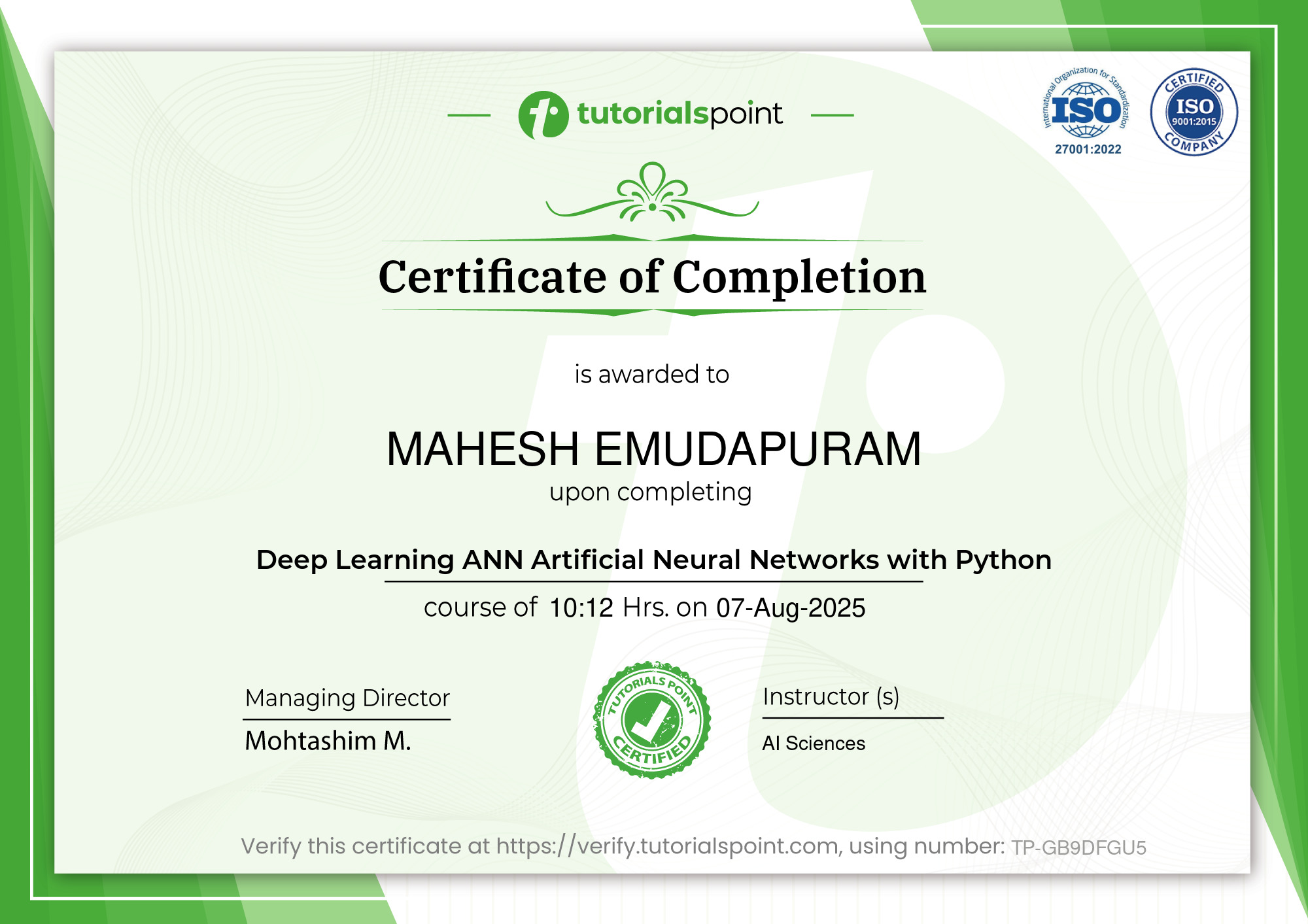 Deep Learning ANN Artificial Neural Networks with Python