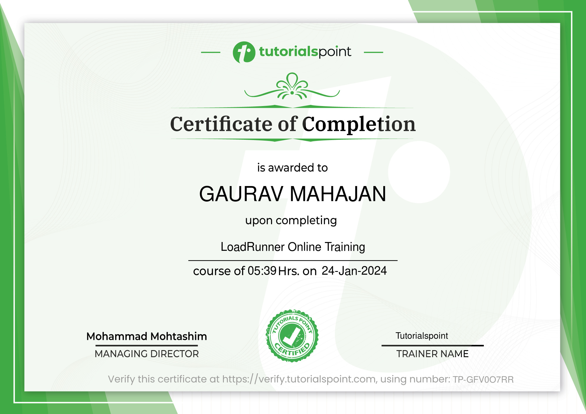 LoadRunner Online Training Course