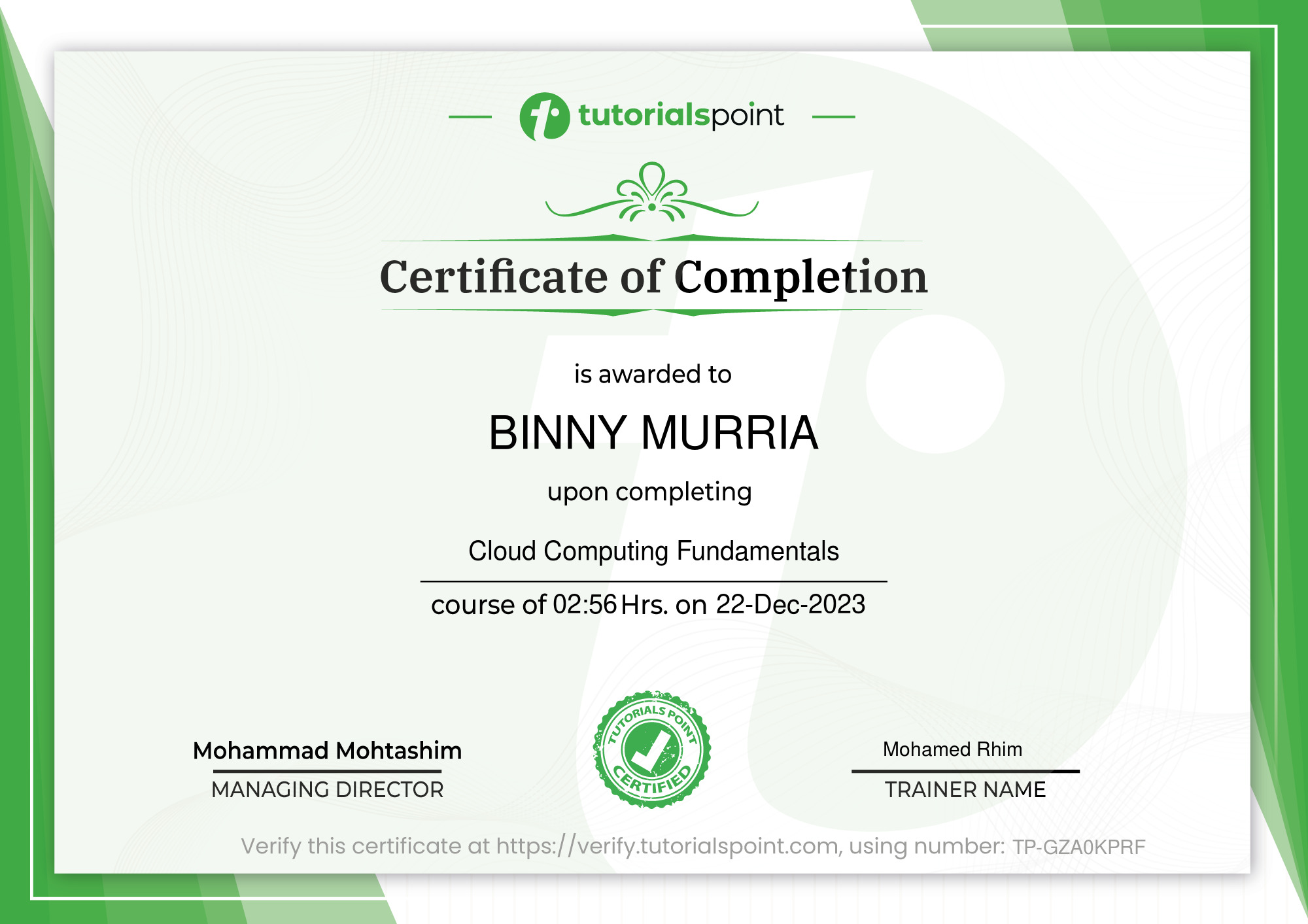 Certificate Certificate