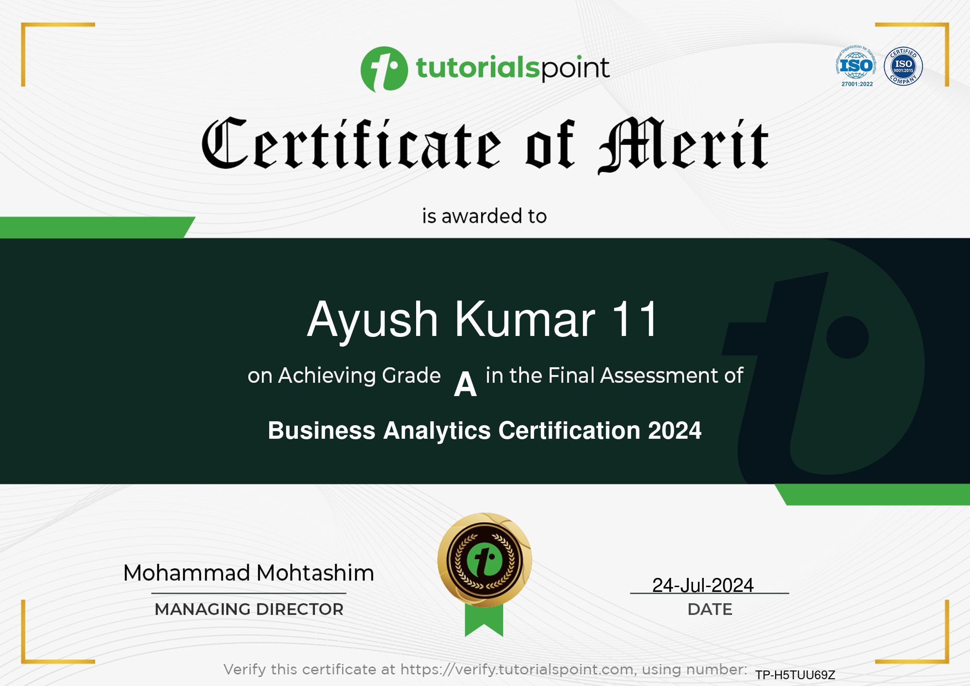 Business Analytics Certification 2025