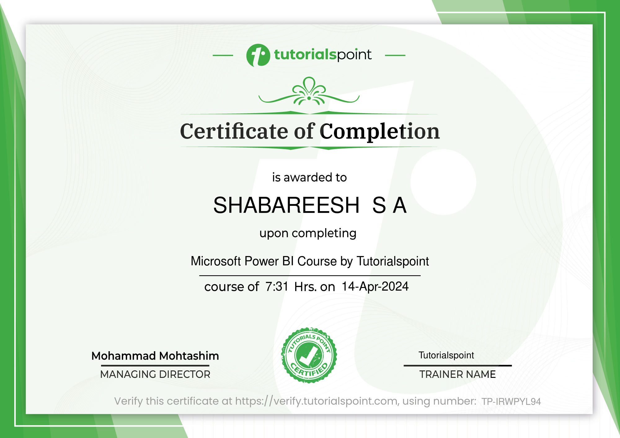 Microsoft Power BI Course by Tutorialspoint