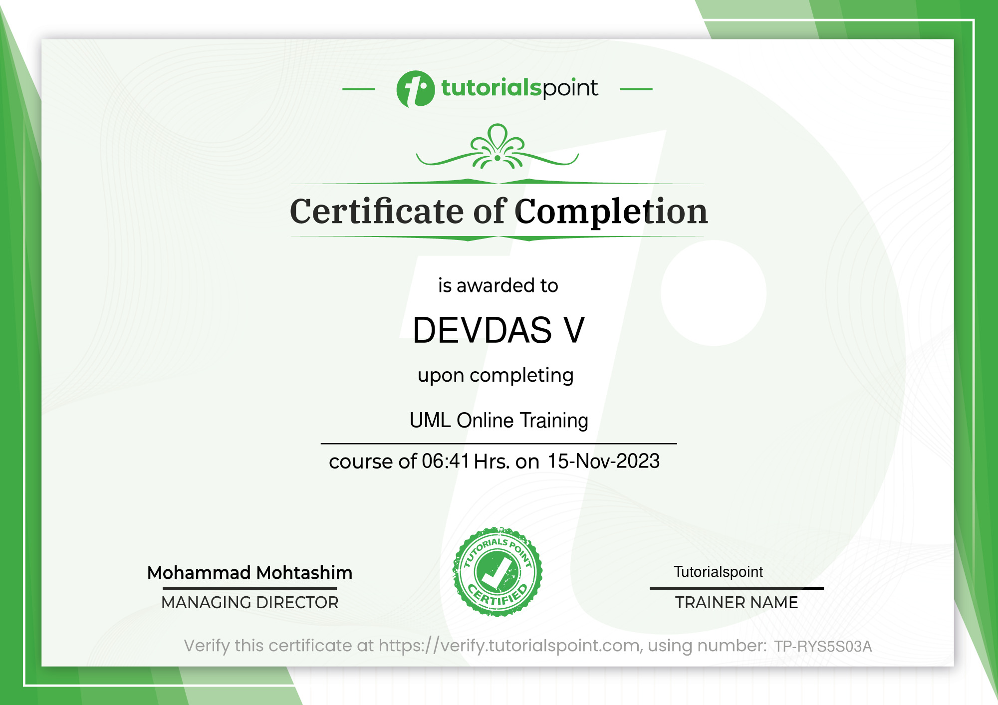 UML Online Training Course