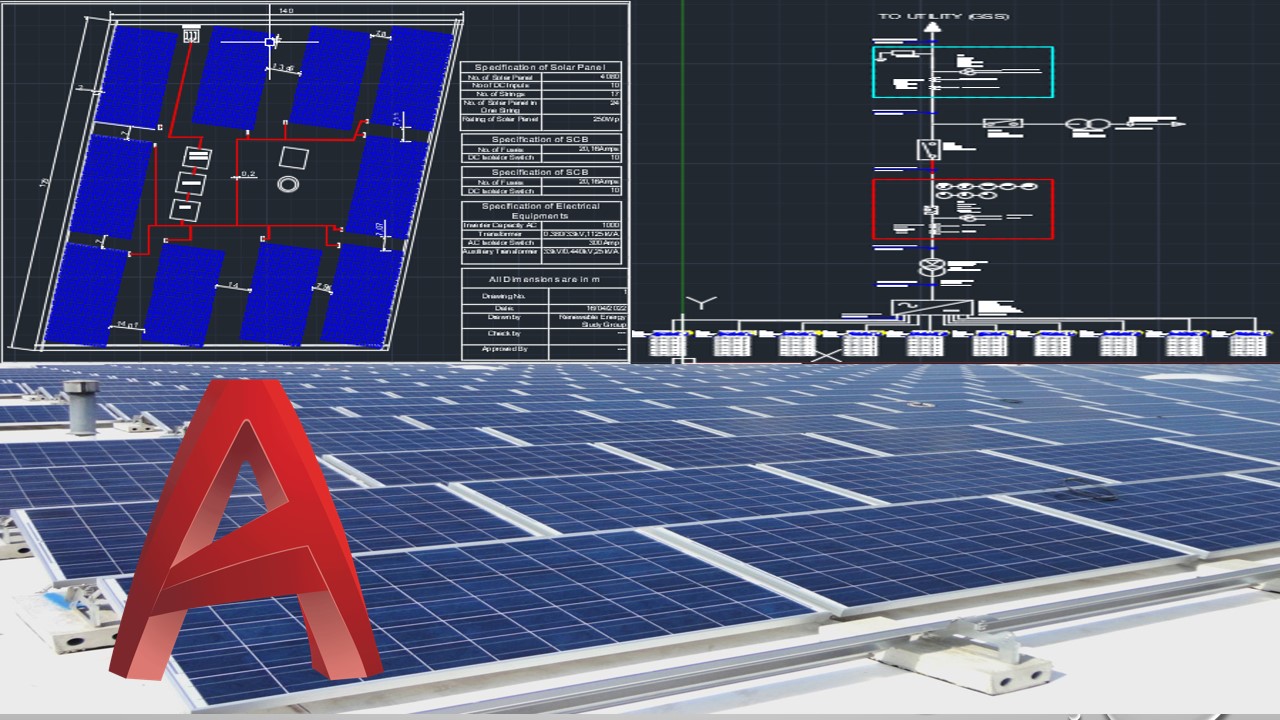 Design of Solar Plant Circuit Diagram & Site Plan in AutoCAD Design of Solar Plant Circuit Diagram & Site Plan in AutoCAD