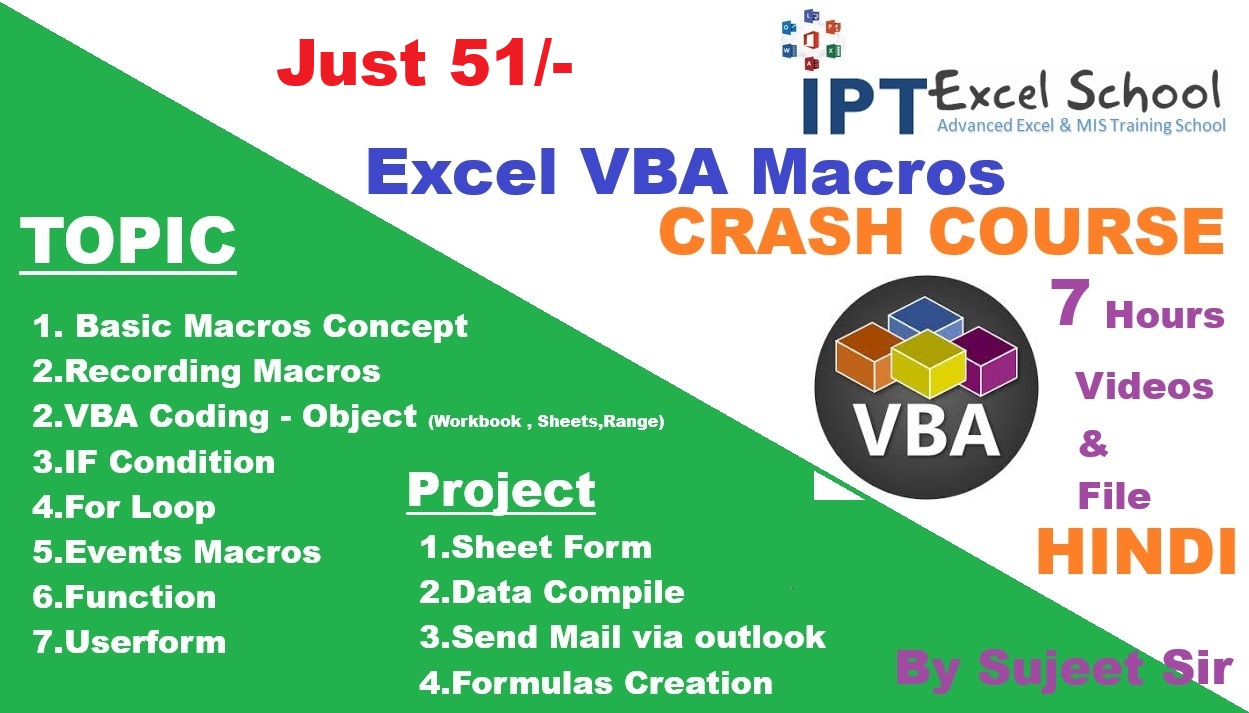 Excel VBA Macros Crash Course - 7Hours - Hindi Excel VBA Macros Crash Course - 7Hours - Hindi